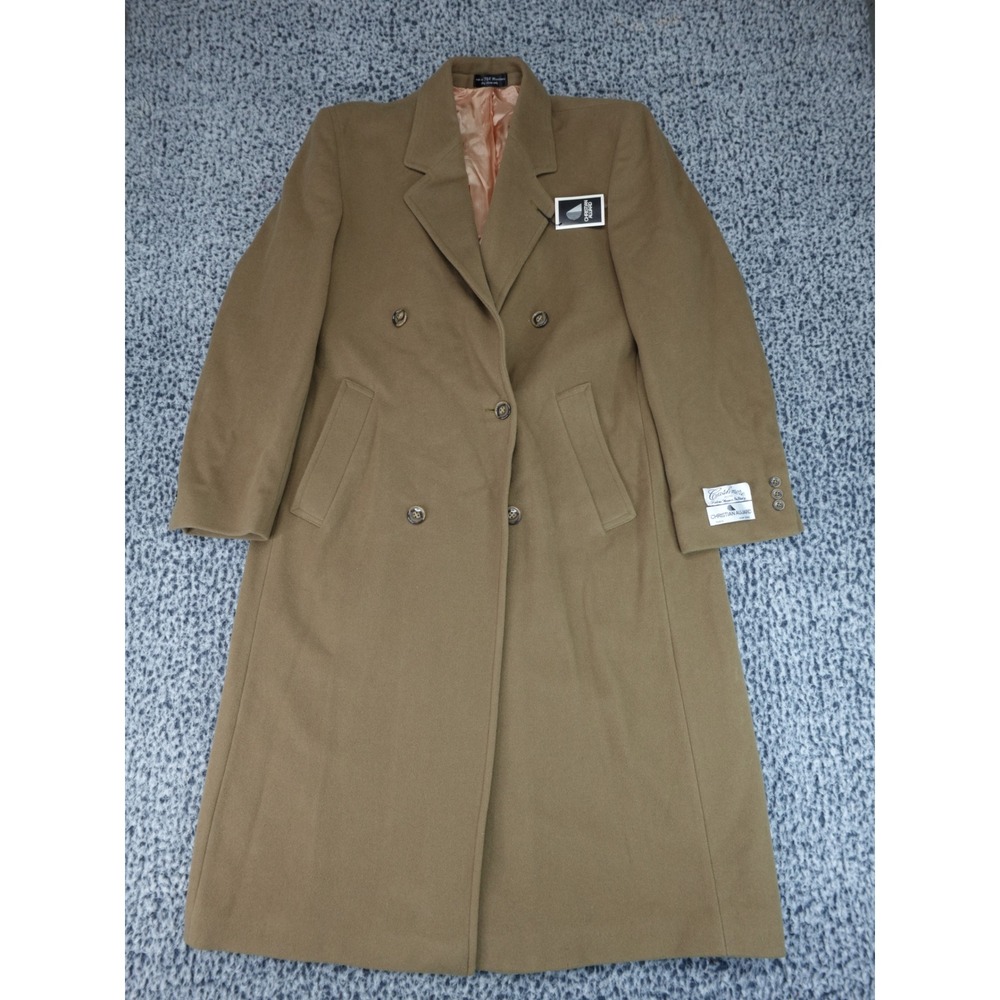 Christian Aujard Mens Cashmere Blend Double Breasted Overcoat Camel Tan Italy XL